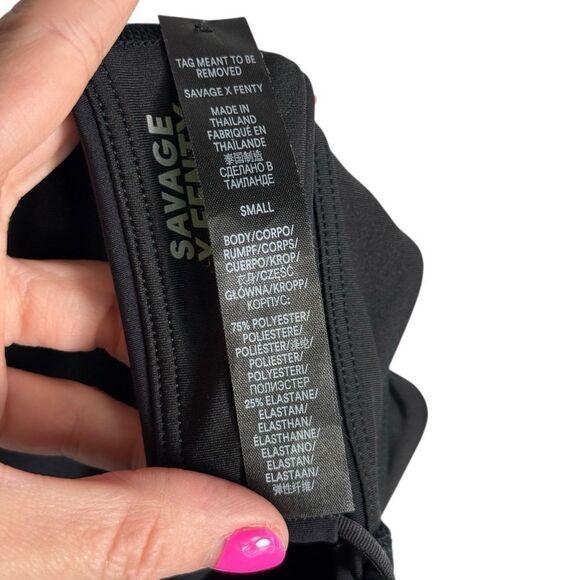 Savage X Fenty Black Wildcat Strappy Sexy Cropped Longline Tank Top - Picture 10 of 11